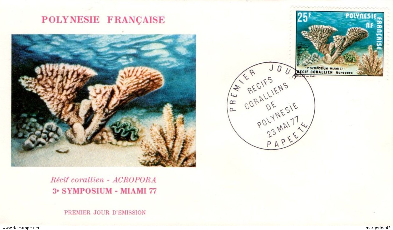 POLYNESIE FDC 1977 CORAUX SYMPOSIUM MIAMI 77 - FDC