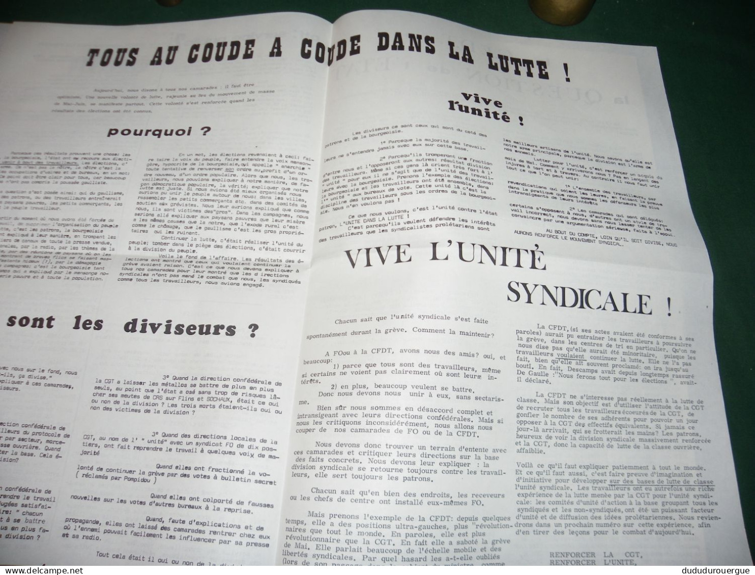 PROPAGANDE 1968 : DEBOUT POSTIERS , JOURNAL DES SYNDICALISTES PROLETAIRIENS  CGT DES PTT : LE N ° 2 - Politik