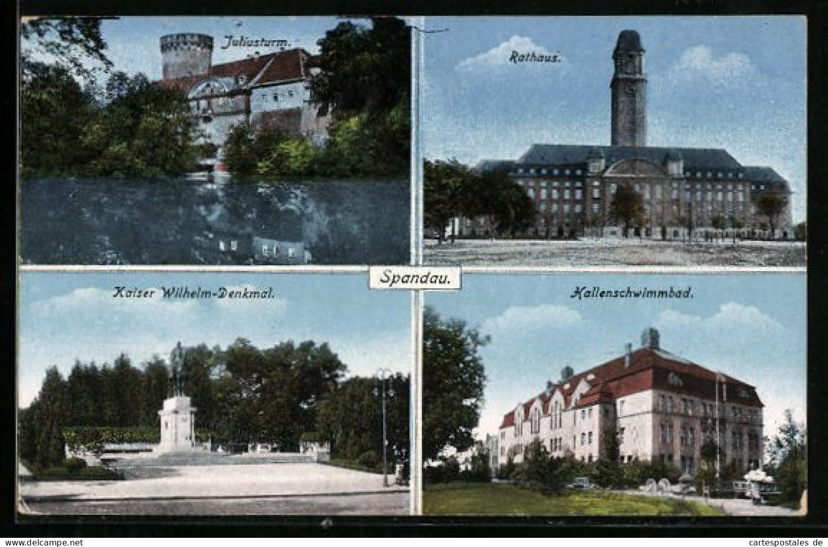 AK Berlin-Spandau, Hallenschwimmbad, Rathaus, Juliusturm  - Spandau