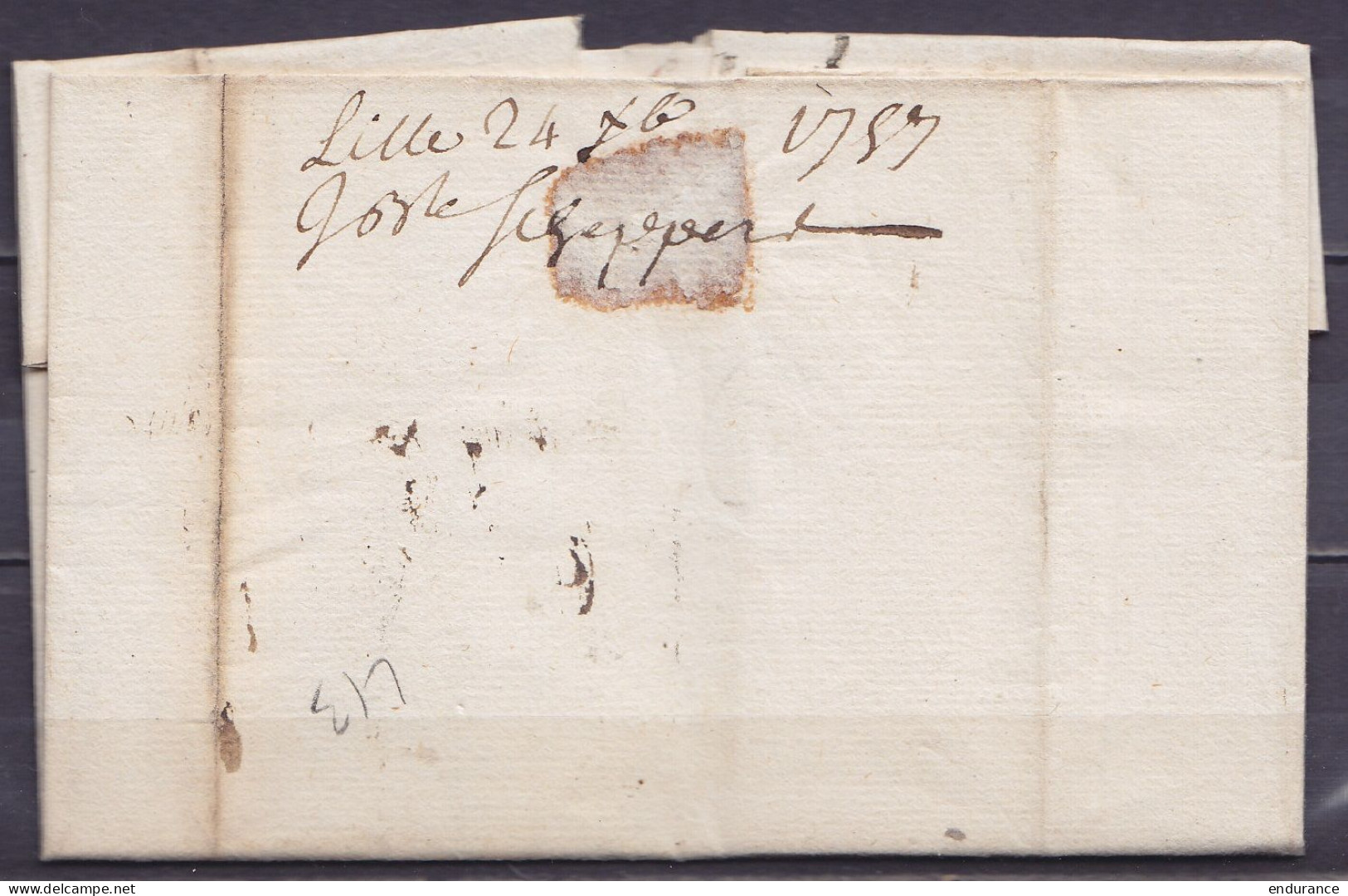 L. Datée 24 Décembre 1757 Pour SAINT-DIEY (Saint-Dié) En Loarraine - Griffe "LILLE" - Port "16" - 1701-1800: Precursori XVIII