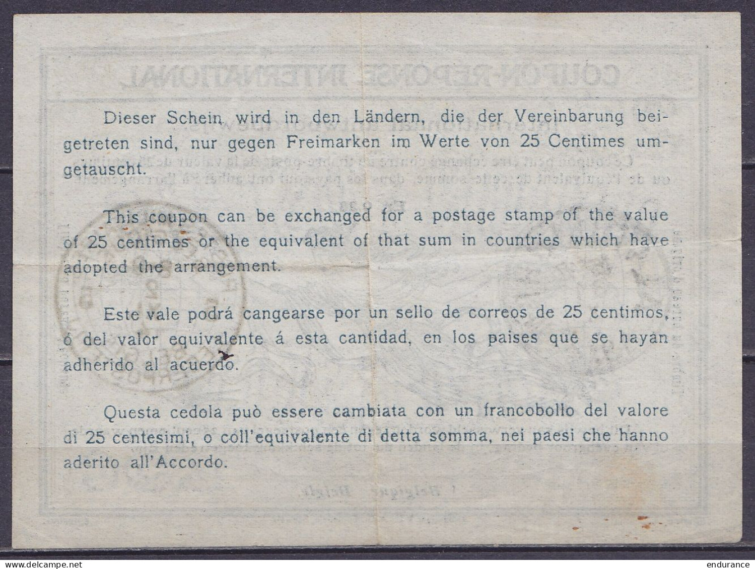 Coupon-réponse International De ALVERINGHEM /31 X 1914 - Début De Guerre Et Territoire Non-envahi Pour Bureau Postal Mil - Zona No Ocupada