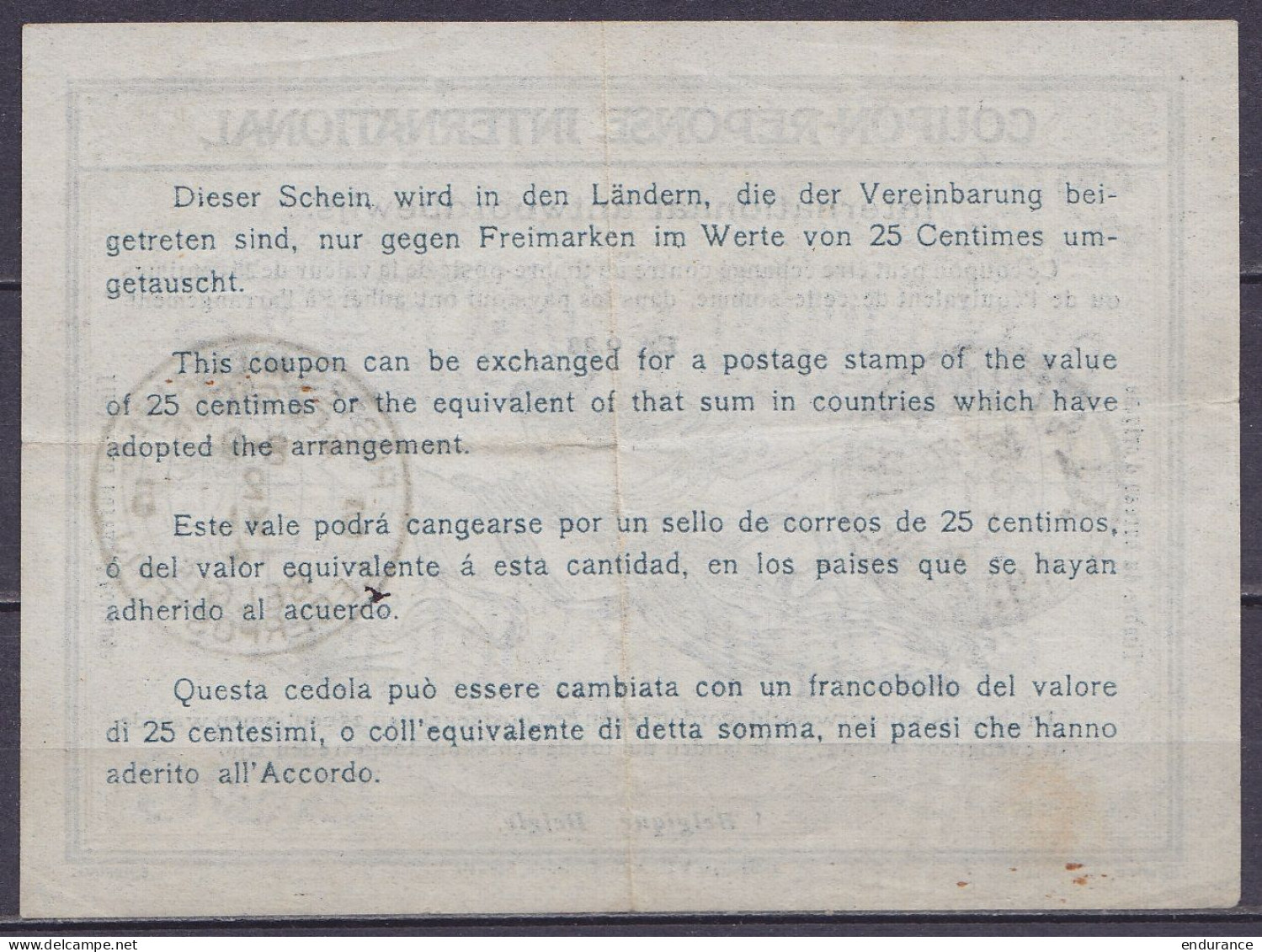 Coupon-réponse International De ALVERINGHEM /31 X 1914 - Début De Guerre Et Territoire Non-envahi Pour Bureau Postal Mil - Niet-bezet Gebied