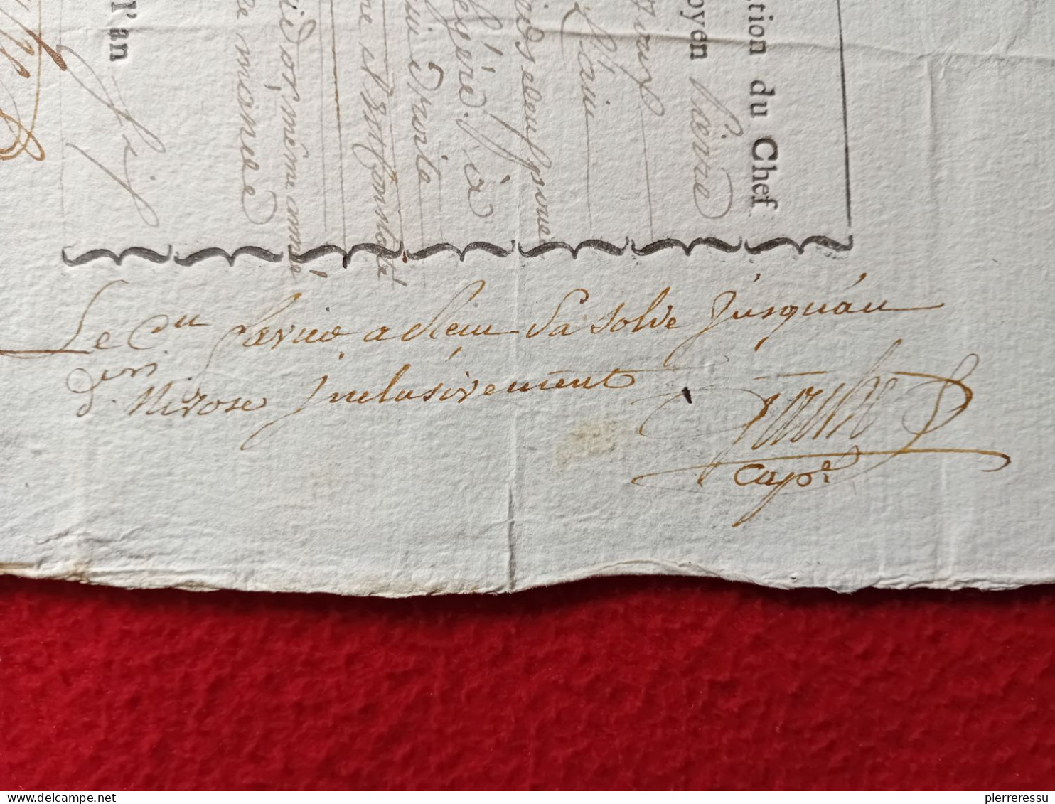 DIPLOME CONGE LIMITE A PIERRE XAVIER DE PIRAJOUX ARMEE D'ITALIE COMPAGNIE DES VETERANS 1798 VIGNETTE CACHET AUTOGRAPHES - Diploma's En Schoolrapporten