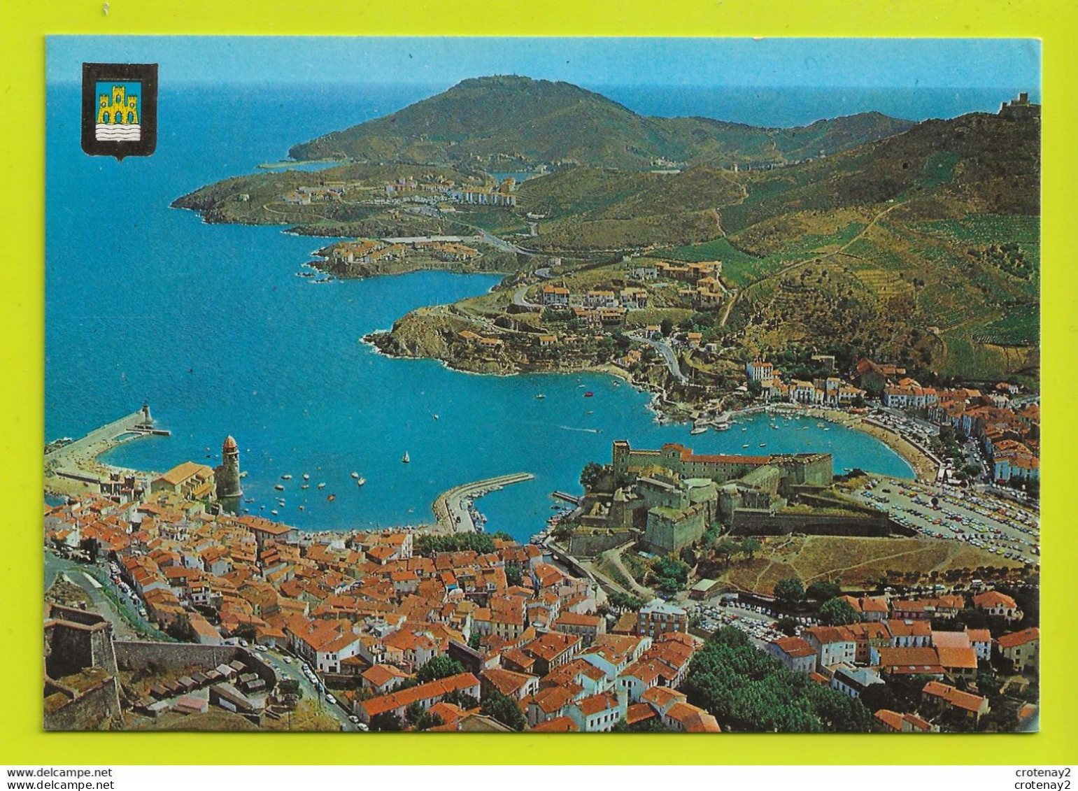 66 COLLIOURE N°2004 Vue Aérienne Au Fond Le Cap Béar VOIR DOS Imprimée En Espagne - Collioure