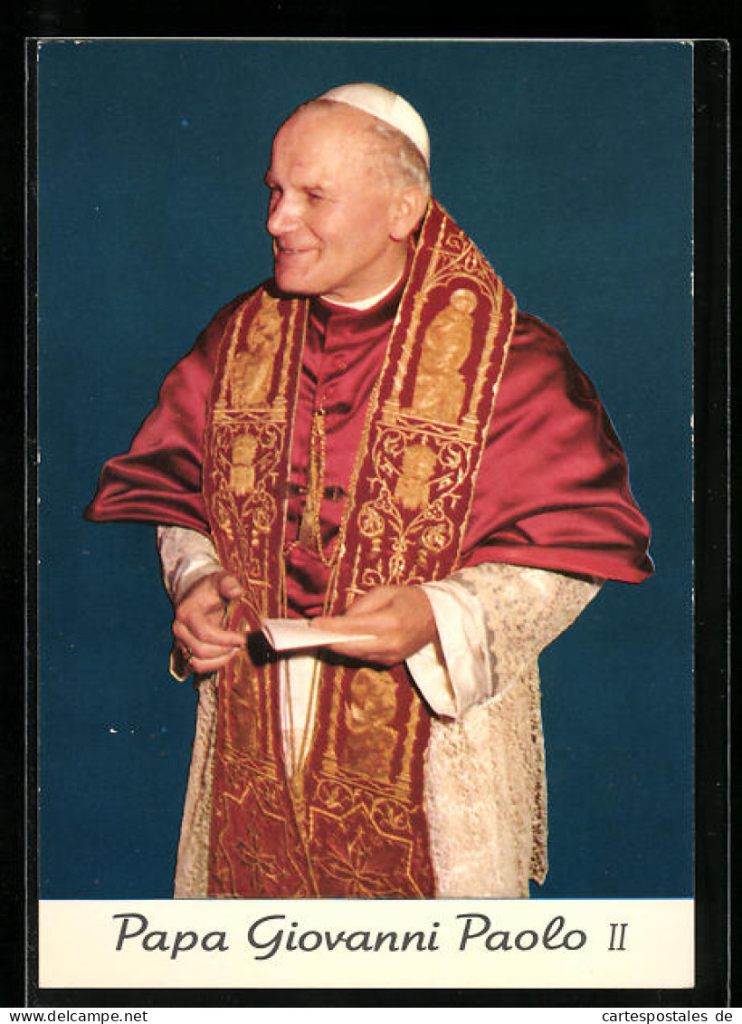 AK Papst Johannes Paul II. Im Rot-weissen Ornat  - Papes