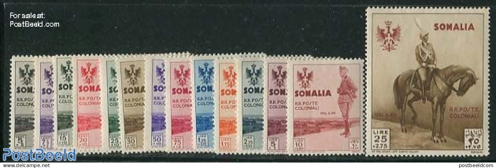 Italian Somalia 1935 King Victor Emanuel III 14v, Unused (hinged), History - Nature - Kings & Queens (Royalty) - Horses - Königshäuser, Adel
