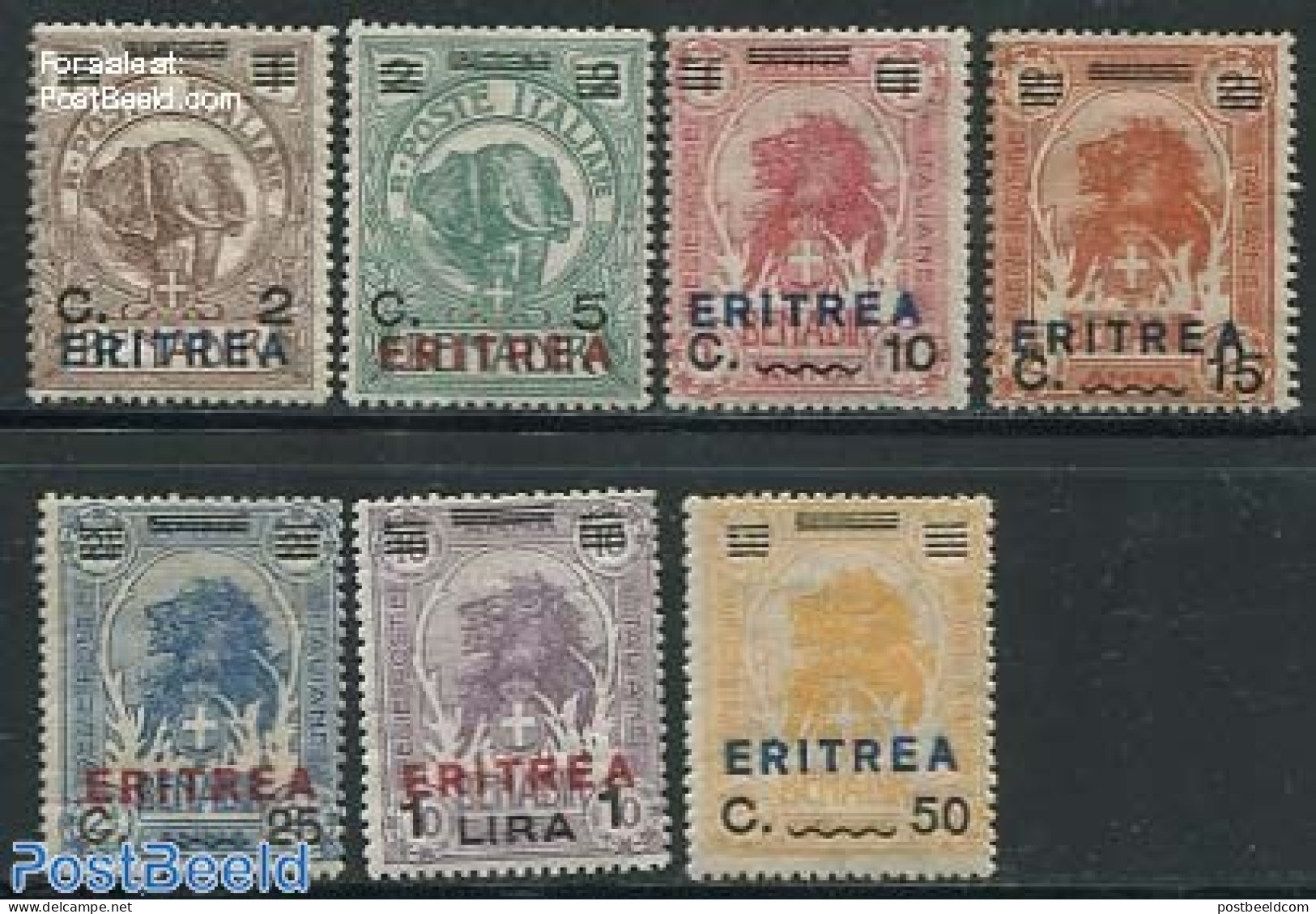 Eritrea 1924 Definitives 7v, Mint NH, Nature - Animals (others & Mixed) - Cat Family - Elephants - Wild Mammals - Eritrea