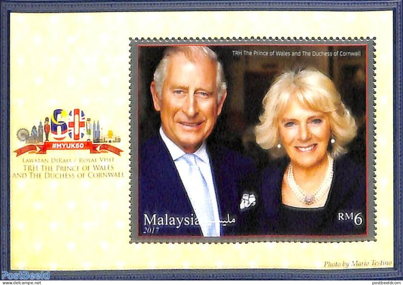 Malaysia 2017 Prince Charles & Camilla S/s, Mint NH, History - Kings & Queens (Royalty) - Koniklijke Families