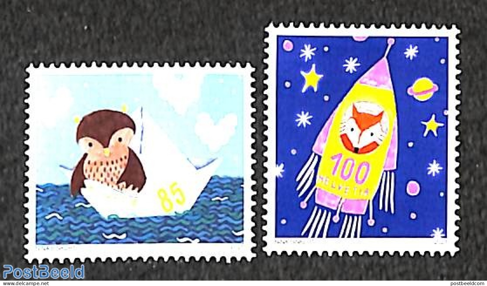 Switzerland 2021 Wishing Stamps Owl & Fox 2v, Mint NH, Nature - Animals (others & Mixed) - Owls - Ongebruikt