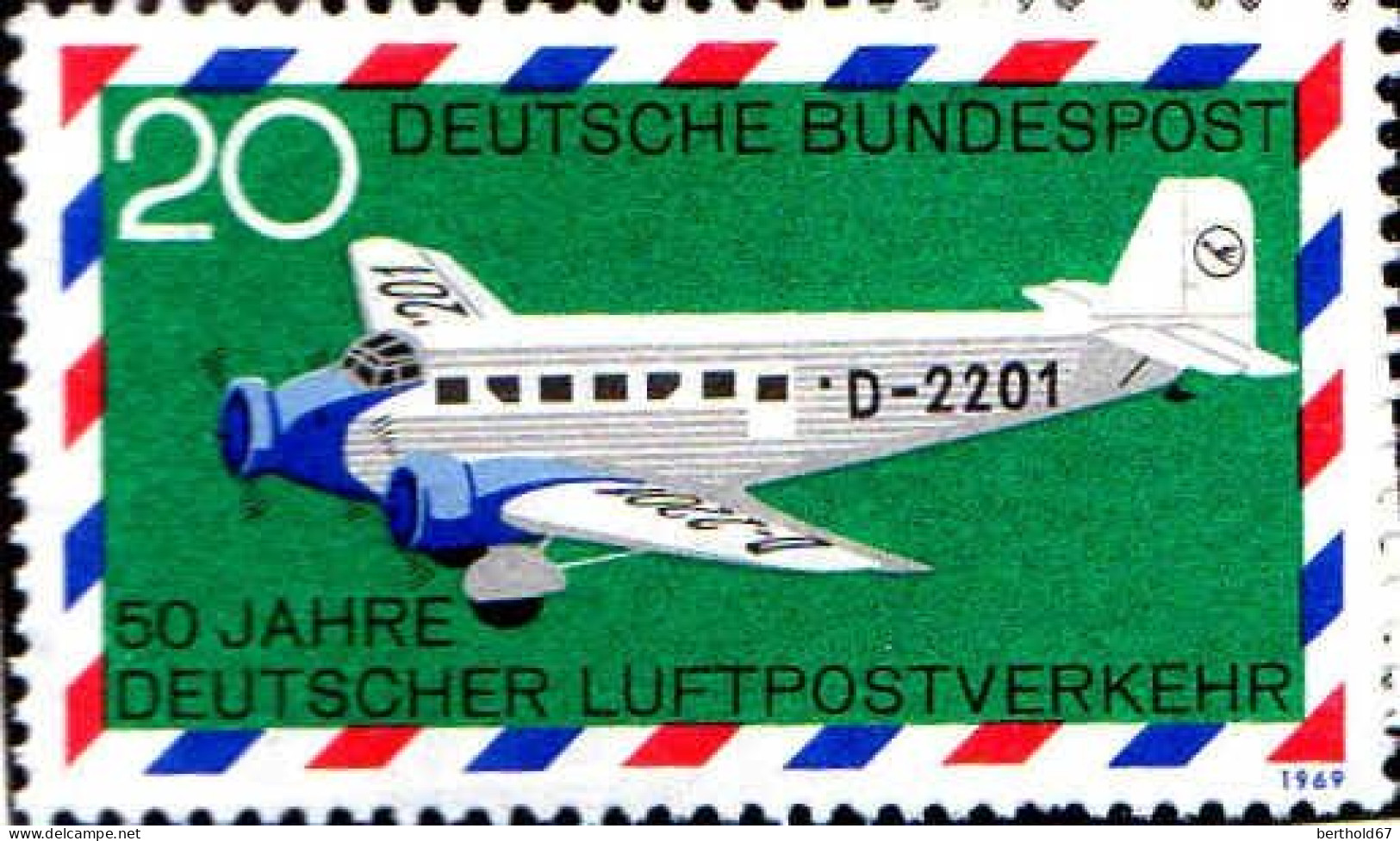 RFA Avion N** Yv:1/2 60.Jahre Deutscher Luftpostverkehr (Thème) - Avions