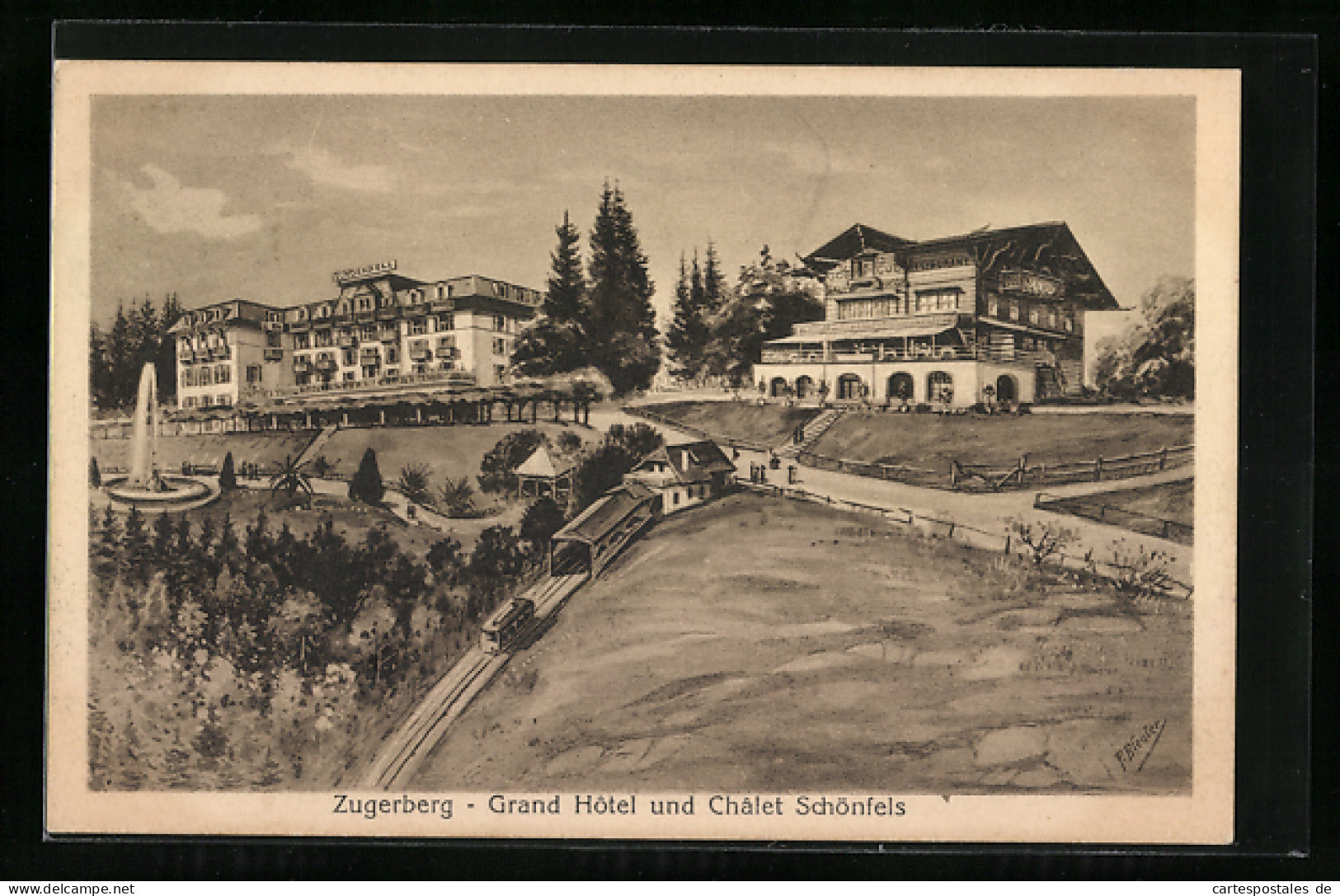 AK Zugerberg, Bergbahn Mit Blick Auf Grand Hotel Und Chalet Schönfels  - Sonstige & Ohne Zuordnung