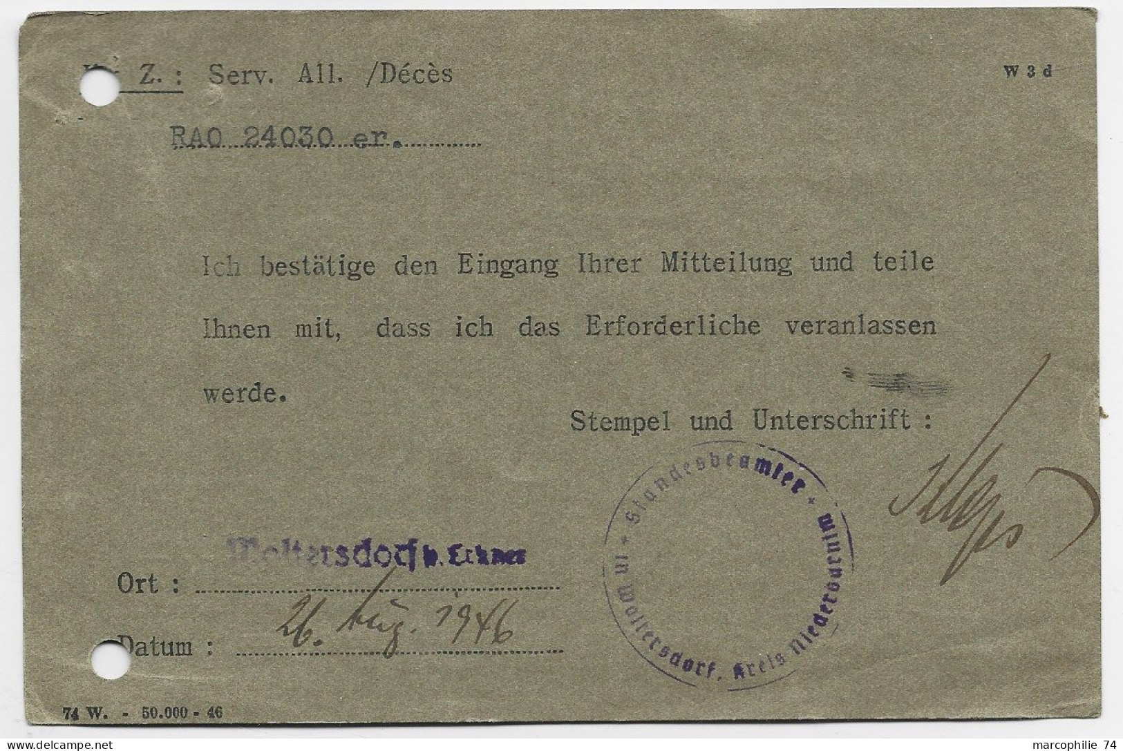 GERMANY 12 POST+8X2+24X2  POST CARD DEFAUT 21.8.1946 TO CROIX ROUGE GENEVE SUISSE - Other & Unclassified