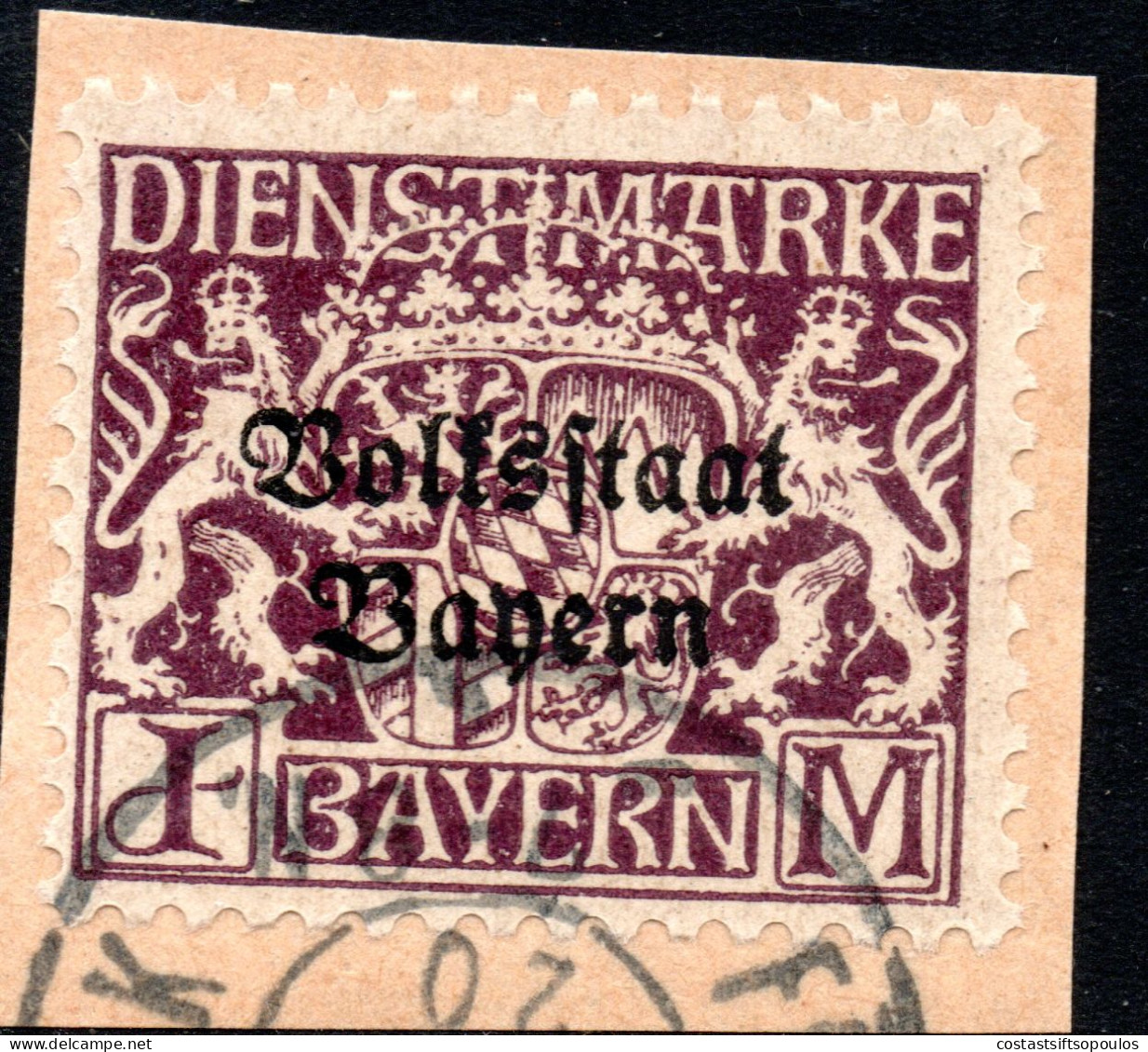 3121.1918  OFFICIAL 1 M. MAROON ON PIECE #O33 - Oblitérés