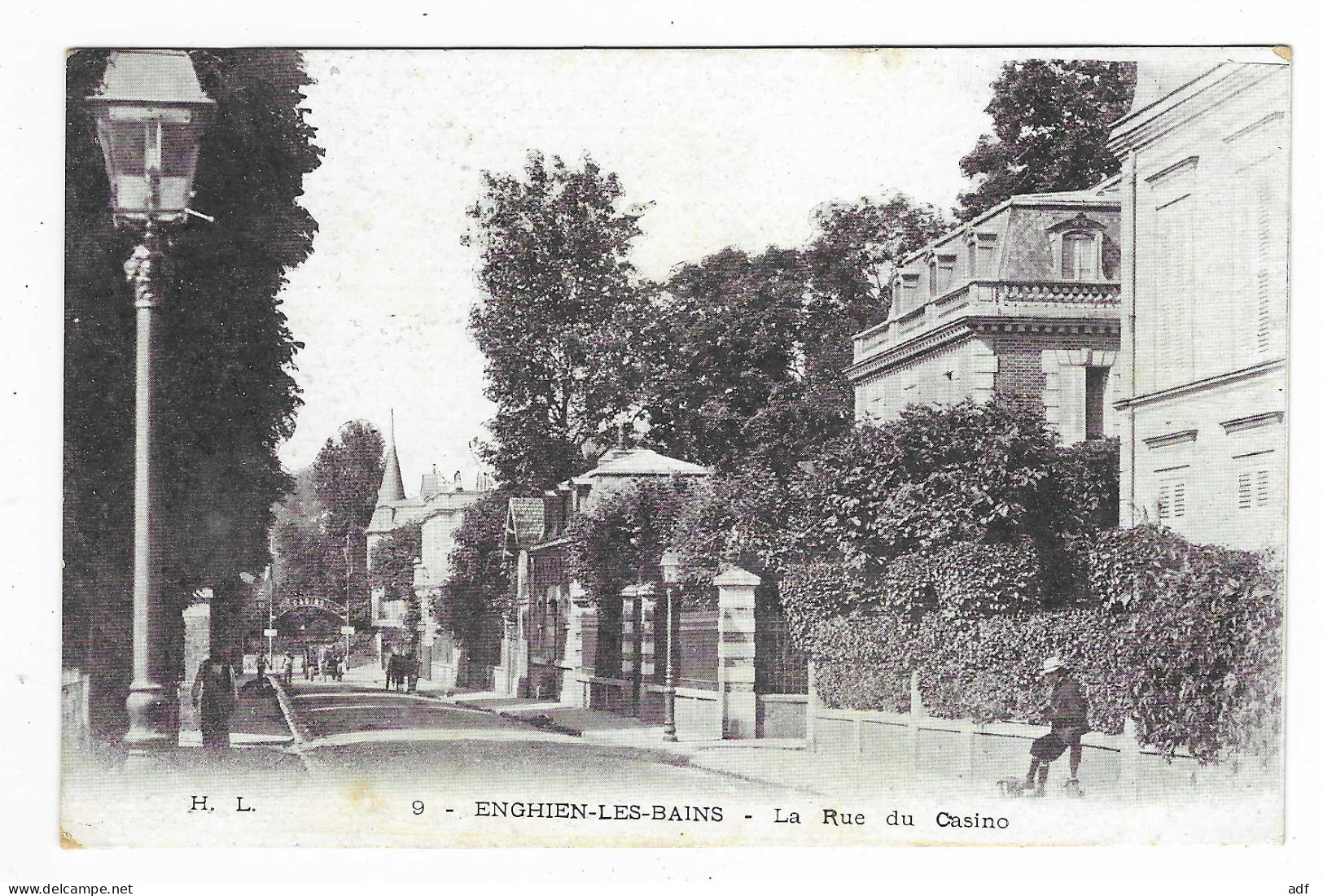 CPA ENGHIEN LES BAINS, LA RUE DU CASINO, VAL D'OISE 95 - Enghien Les Bains