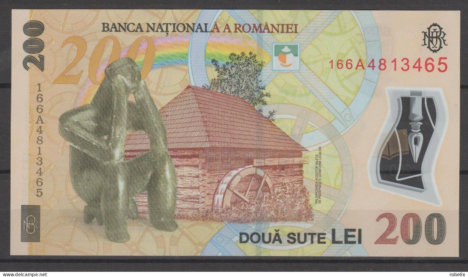 ROMANIA 200 LEI  2006 ( Reprint 2016)  The Poet Lucian Blaga  Polymer   UNC - Rumänien