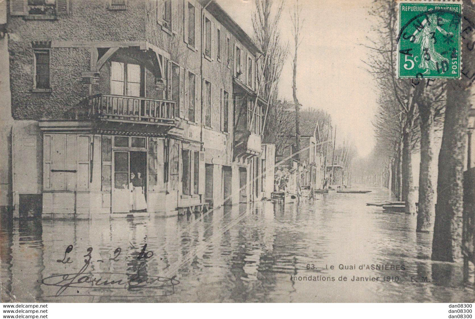 92 LE QUAI D'ASNIERES INONDATIONS DE JANVIER 1910 - Asnieres Sur Seine