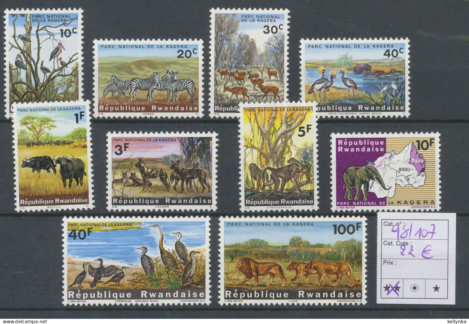 Rwanda - 98/107 - Parc National De La Kagera - 1965 - MNH - Unused Stamps