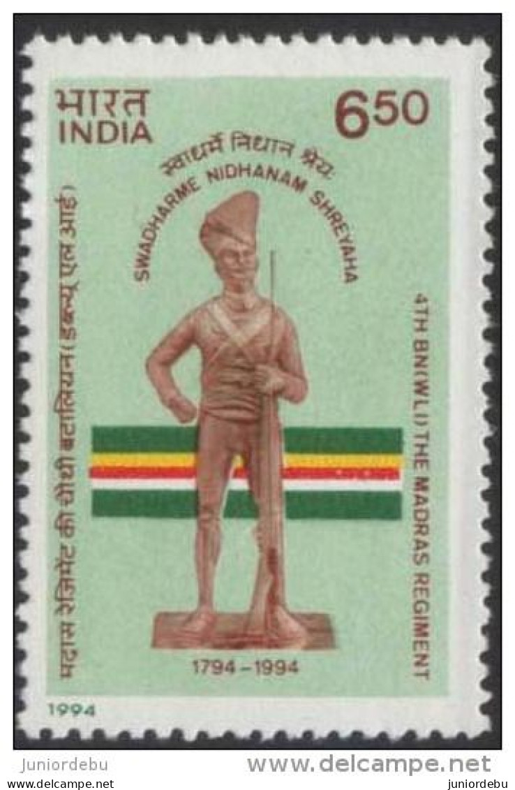 India -1994 -  4th Battalion ( WLI ) The Madras Regiment   -  MNH. ( Soldier ) ( OL 10/07/2013 ) - Unused Stamps