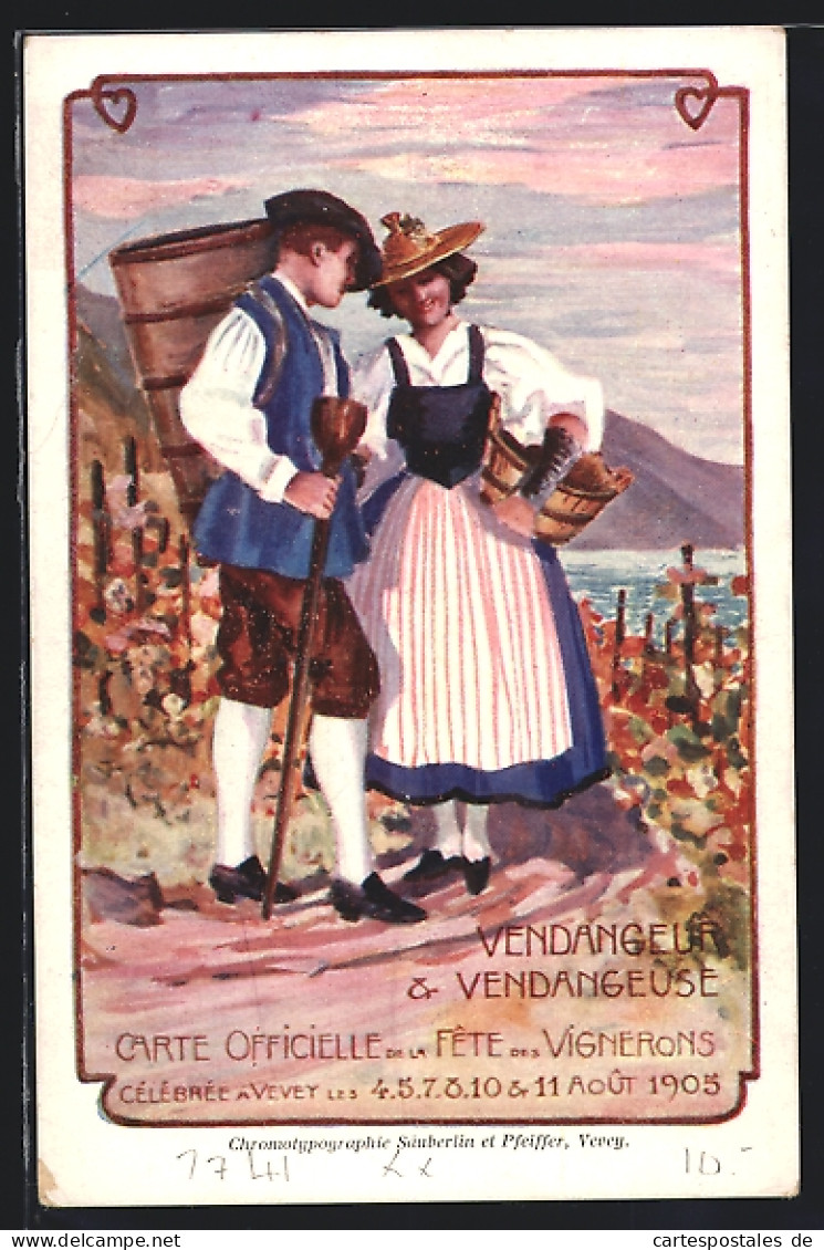AK Vevey, Fete Des Vignerons Aout 1905, Landwirte In Tracht  - Vevey