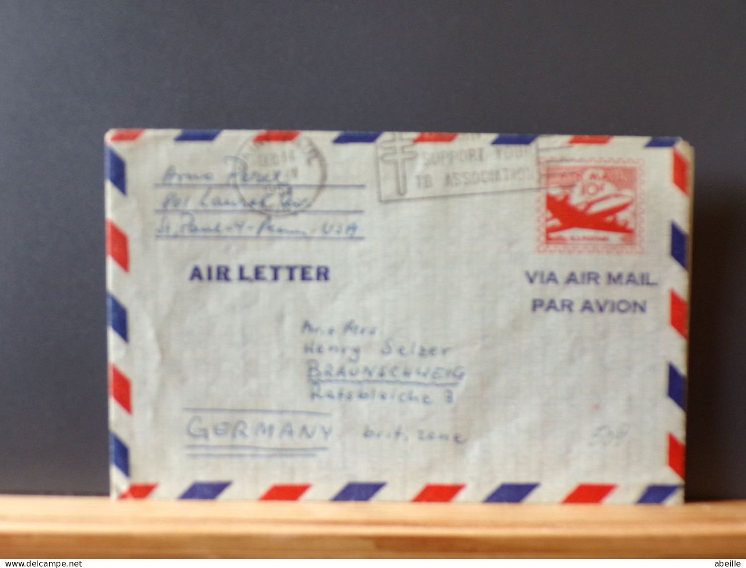 ENTIER509   AIR LETTER 1954 POUR GERMANY - 1941-60