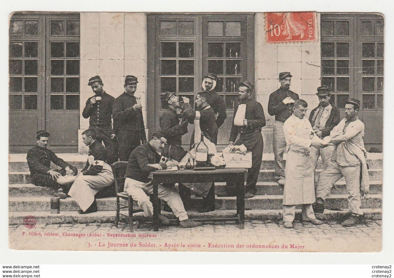 Militaria HUMOUR La Journée Du Soldat N°3 Après La Visite Exécution Des Ordonnances Du Major Blessés Infirmiers En 1908 - Humorísticas