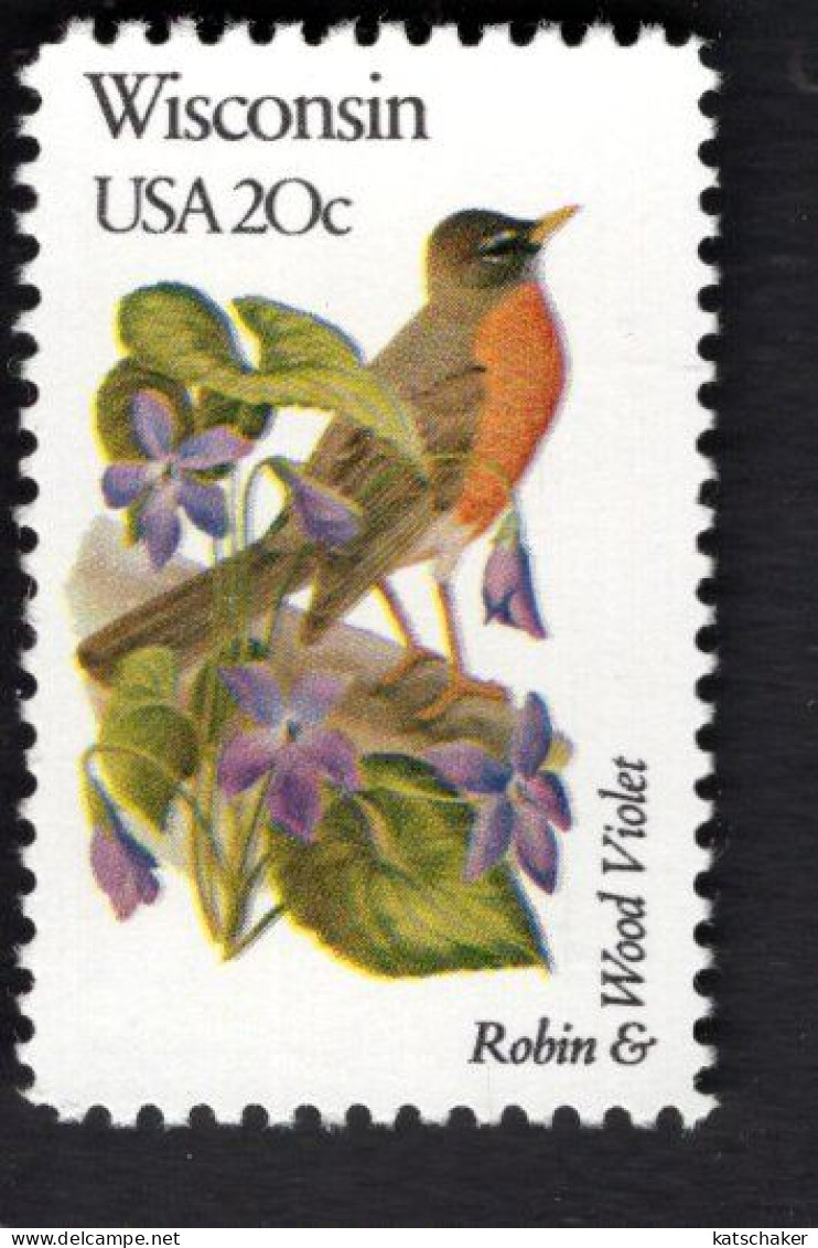 1345091071 1982 SCOTT 2001 (XX) POSTFRIS MINT NEVER HINGED  - WISCONSIN State Birds And Flowers - Unused Stamps