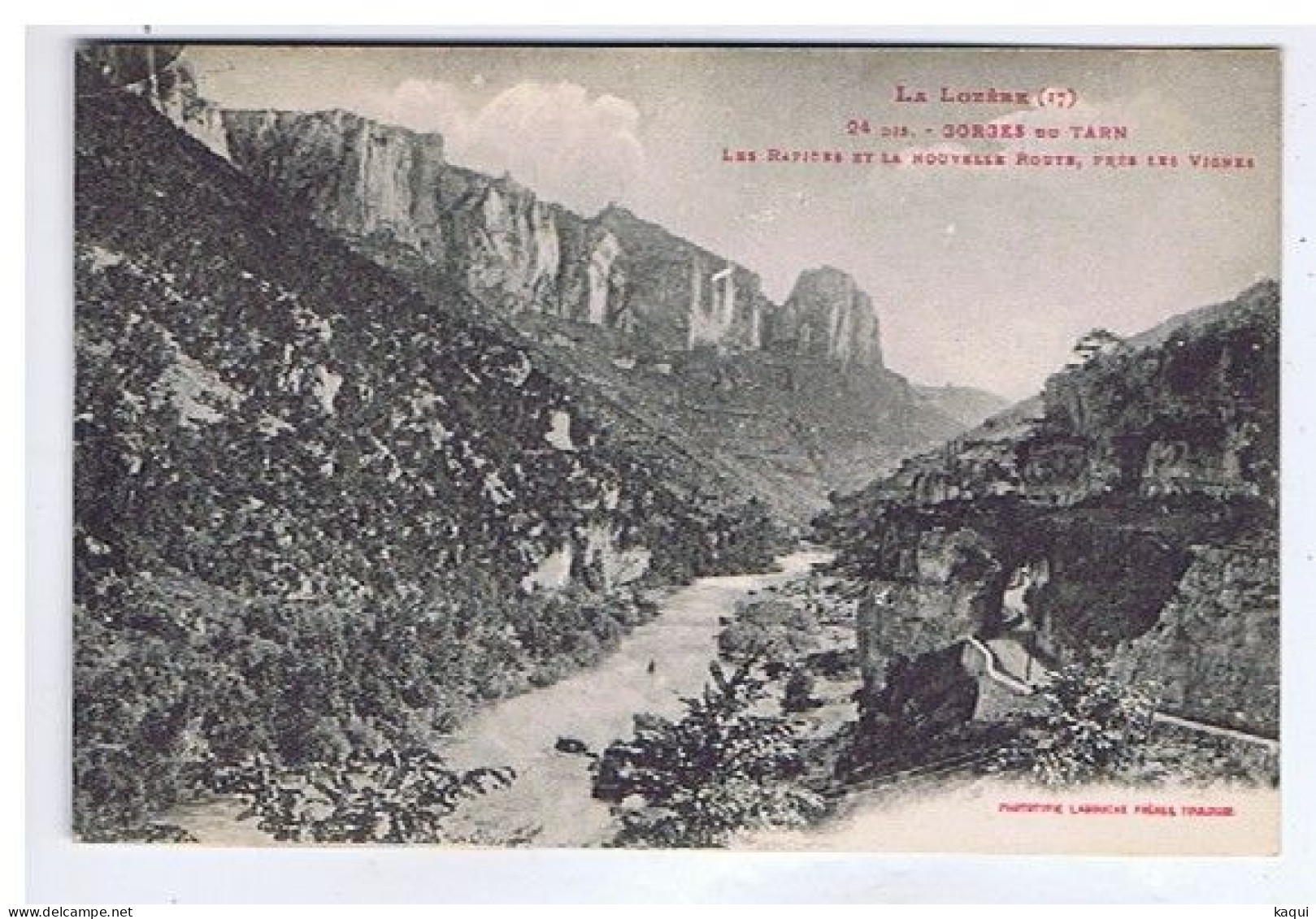 LOZERE - GORGES Du TARN - Les Rapides Et La Nouvelle Route, Près LES VIGNES - Phototypie Labouche - LF N° 24 Bis - Gorges Du Tarn