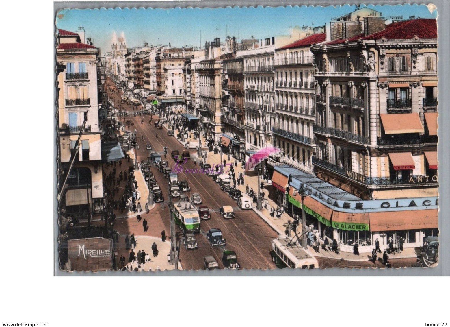 MARSEILLE 13 - La Canebière Dans Le Lointain L'Eglise St Vincent De Paul 1952 - Canebière, Stadscentrum