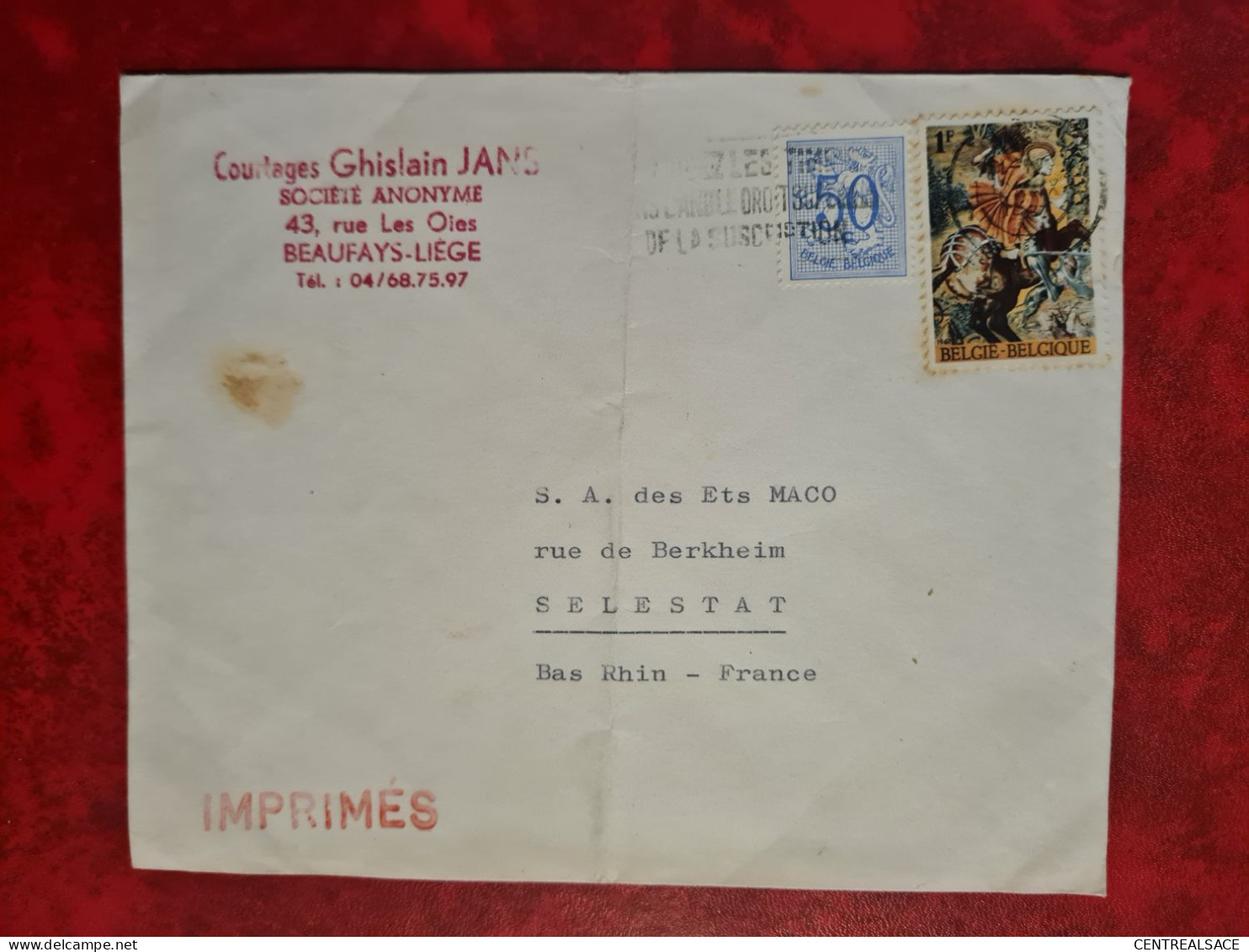 Lettre BEAUFAYS LIEGE COURTAES GHISLAIN JANS POUR MACO SELESTAT - Covers & Documents