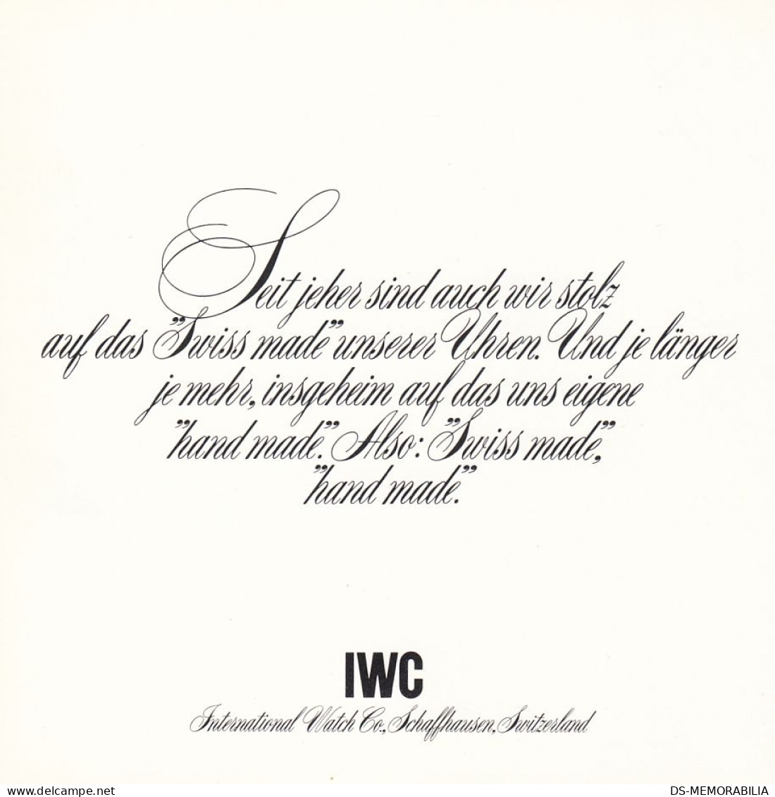 Vintage 1976 IWC Schaffhausen Catalogue & Price List Collection SL