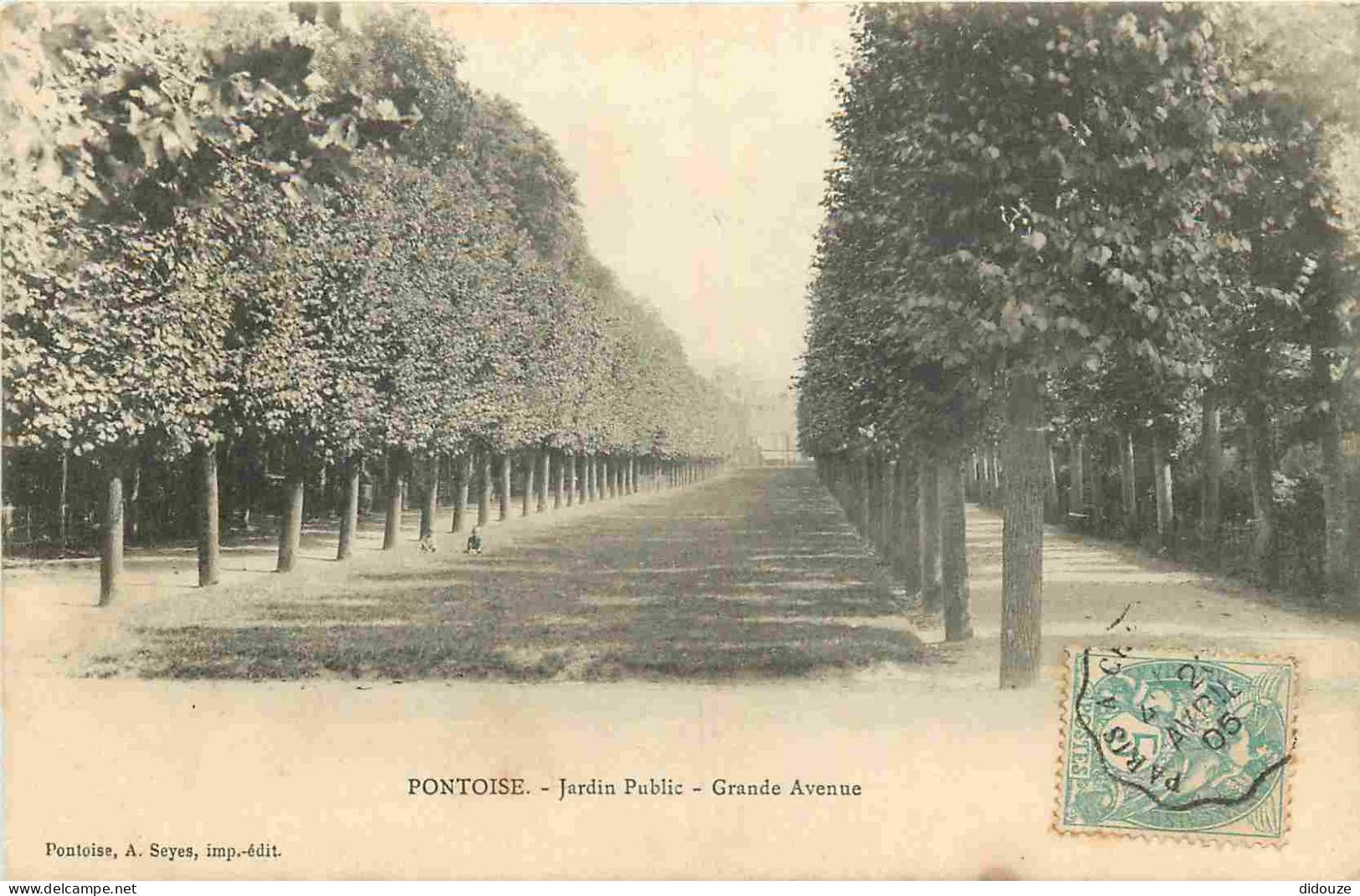 95 - Pontoise - Jardin Public - Grande Avenue - CPA - Oblitération Ronde De 1905 - Voir Scans Recto-Verso - Pontoise
