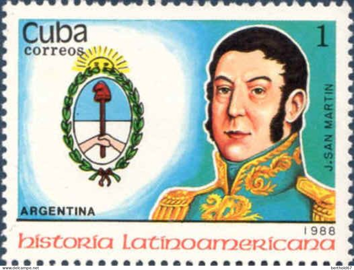 Cuba Poste N** Yv:2879-82 Historia Latinoamericana Argentina J.San Martin - Neufs