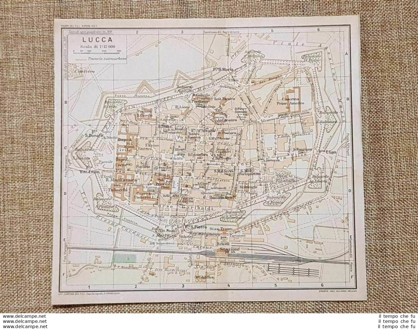 Pianta O Piantina Del 1939 La Città Di Lucca Toscana T.C.I. - Geographische Kaarten