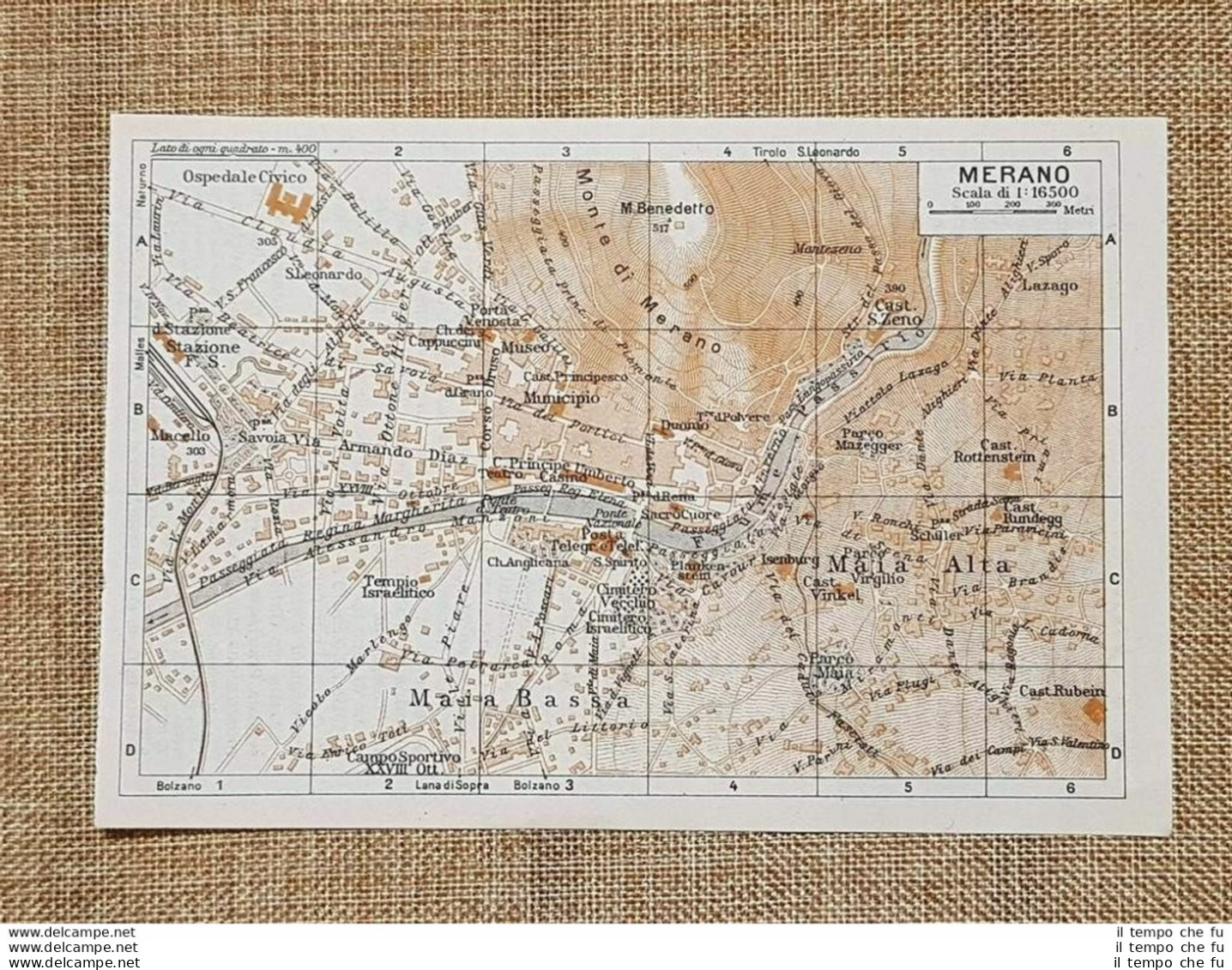 Pianta O Piantina Del 1937 La Città Di Merano Trentino Alto Adige T.C.I. - Cartes Géographiques