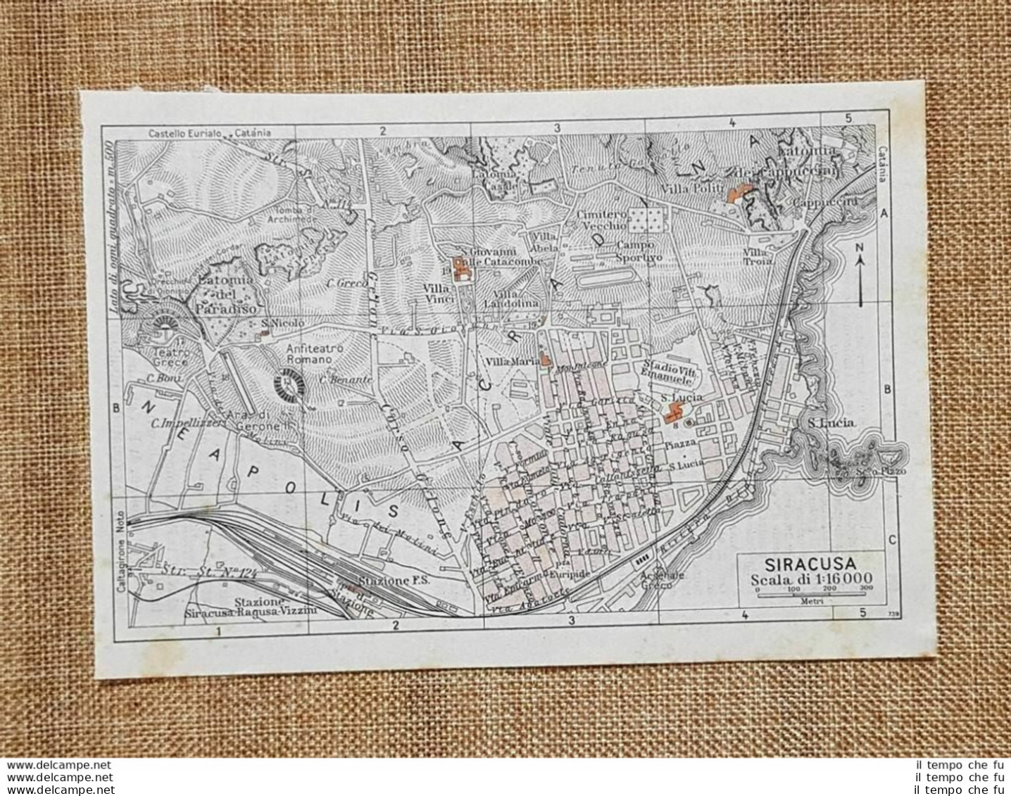 Pianta O Piantina Del 1940 La Città Di Siracusa Sicilia T.C.I. - Geographische Kaarten