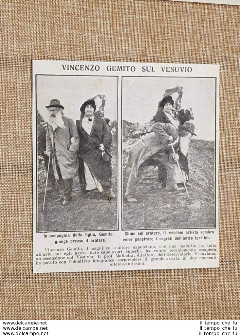 Lo Scultore Vincenzo Gemito Con La Figlia Sul Vulcano Vesuvio Nel 1916 Napoli - Sonstige & Ohne Zuordnung