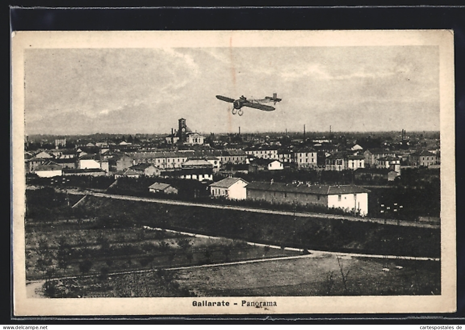 Cartolina Gallarate, Panoramablick, Flugzeug über Der Stadt  - Autres & Non Classés
