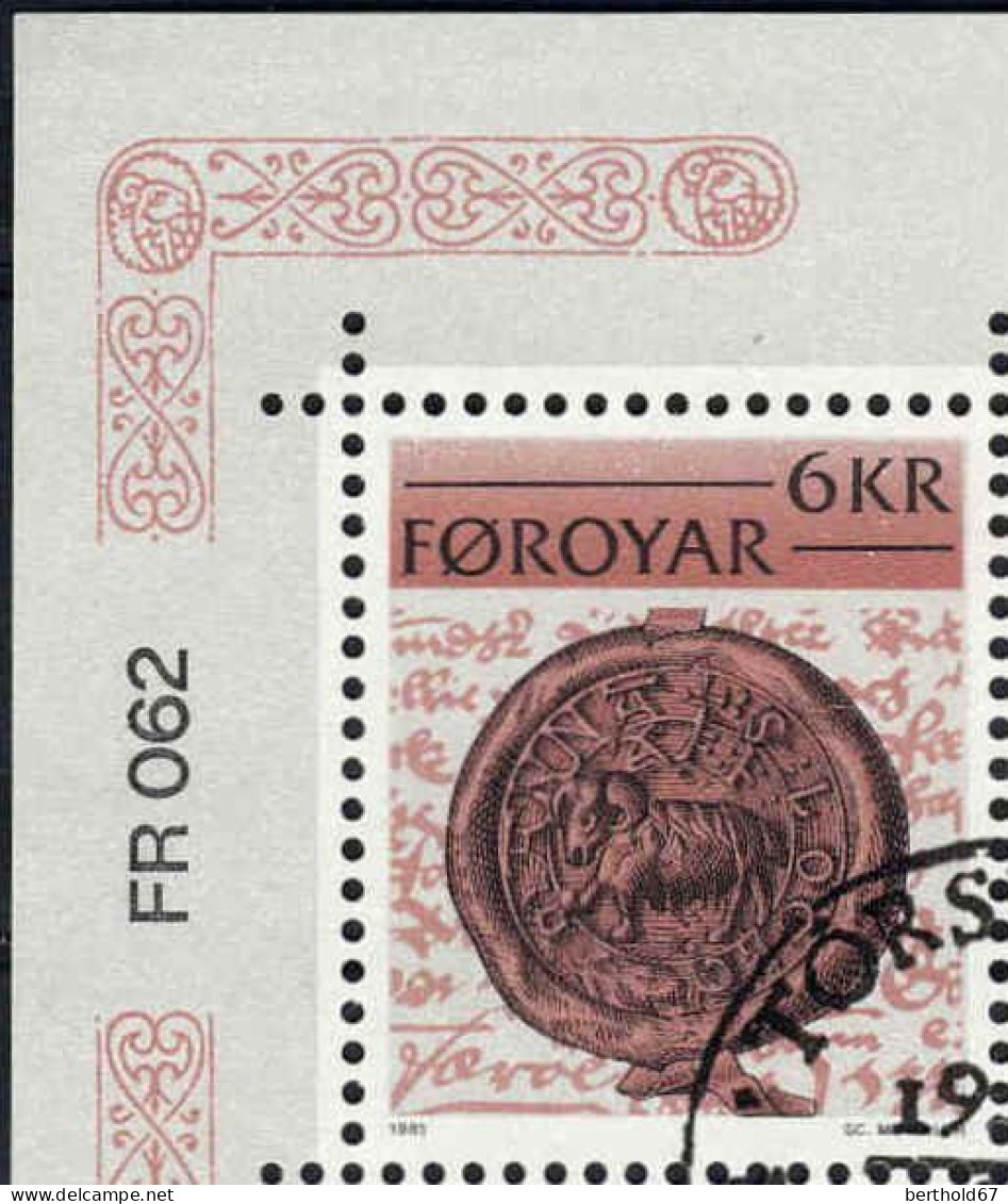 Feroe Poste Obl Yv: 59/63 Ecrits Historiques Des Îles Féroé Coin D.feuille (TB Cachet Rond) - Faroe Islands