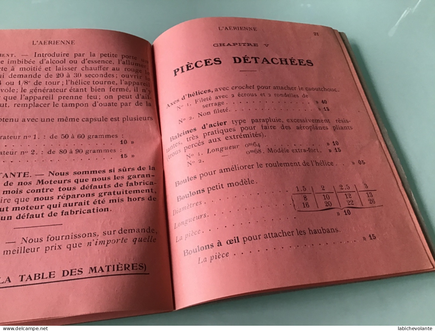 Modèles Réduits . Catalogue de Pièces détachées 1912. 32 pages.