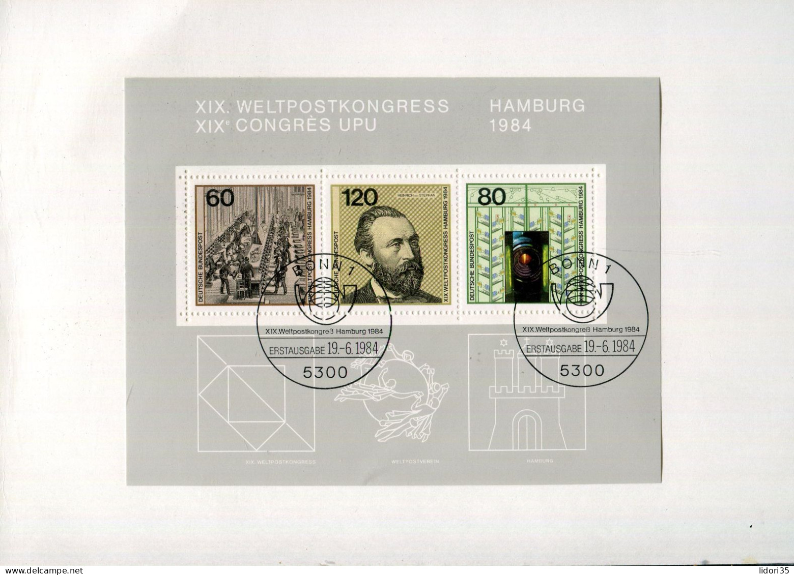 BUNDESREPUBLIK DEUTSCHLAND" 1984, Minister-Klappkarte Mit Blockaausgabe "Weltpostkongress" (L2006) - Briefe U. Dokumente