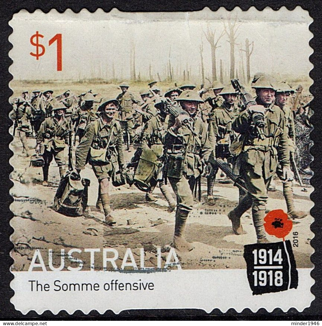 AUSTRALIA 2016 $1 Multicoloured, 100th Anniv Of World War I-The Somme Offensive Self Adhesive FU - Used Stamps