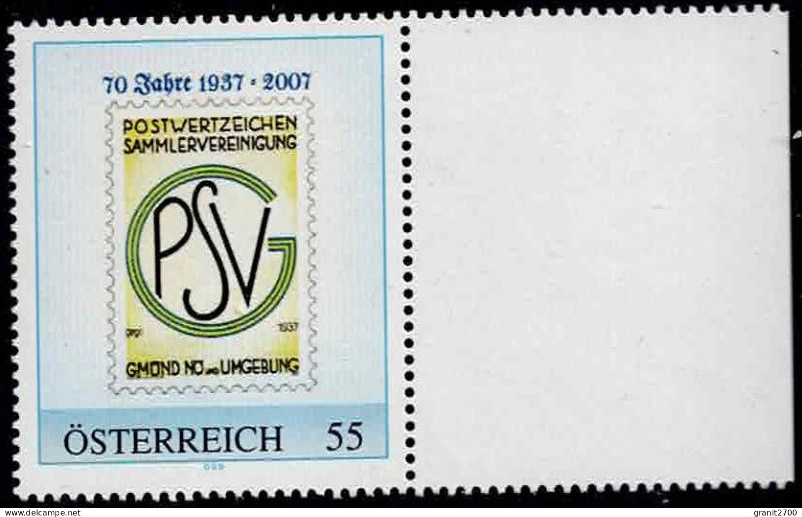 PM  70 Jahre Postwertzeichen Sammlervereinigung Gmünd  Ex Bogen Nr. 8015111  Postfrisch - Timbres Personnalisés