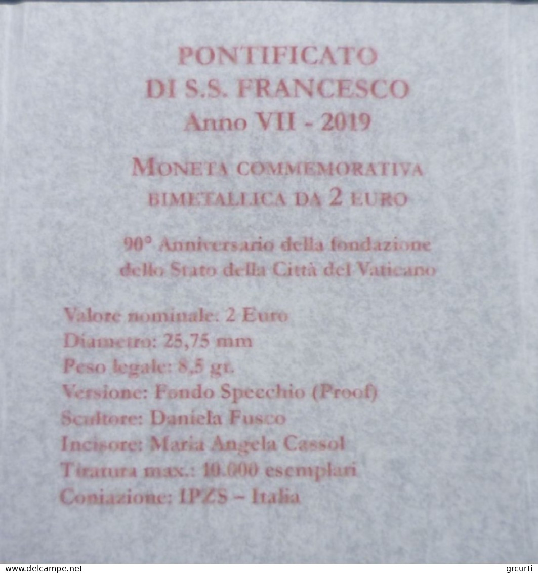 Vaticano - 2 Euro 2019 - 90° Anniversario Dell'Istituzione Dello Stato Della Città Del Vaticano - UC# 107 - Vatikan