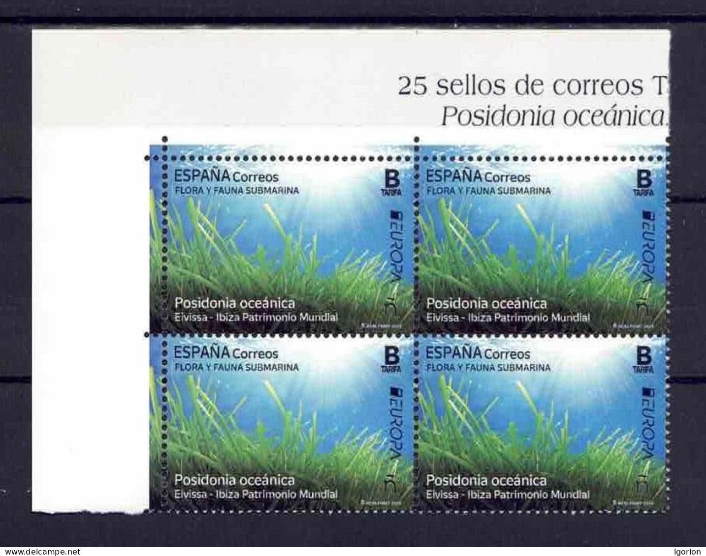 ESPAÑA 2024 ** MNH FLORA Y FAUNA SUBMARINA.. POSIDONIA OCEANICA. EIVISSA-IBIZA PATRIMONIO MUNDIAL. BL.4 - Nuovi