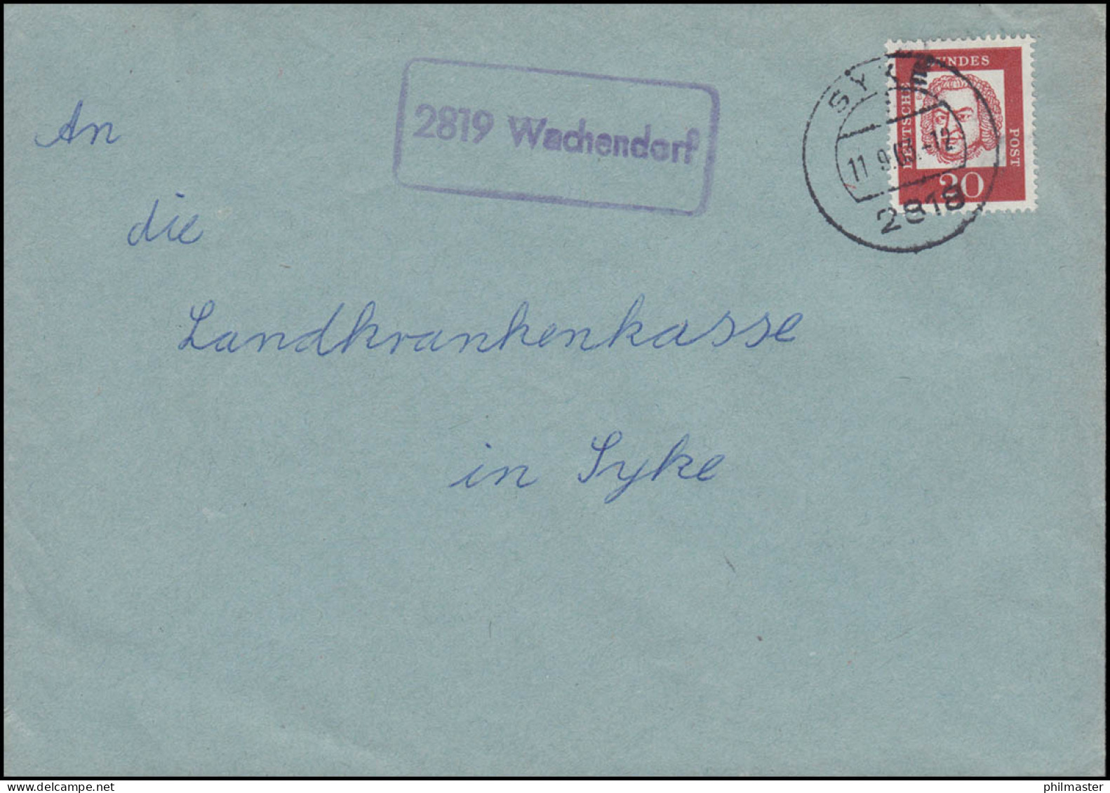 Landpost-Stempel 2819 Wachendorf Auf Brief SYKE 11.9.1963 - Sonstige & Ohne Zuordnung