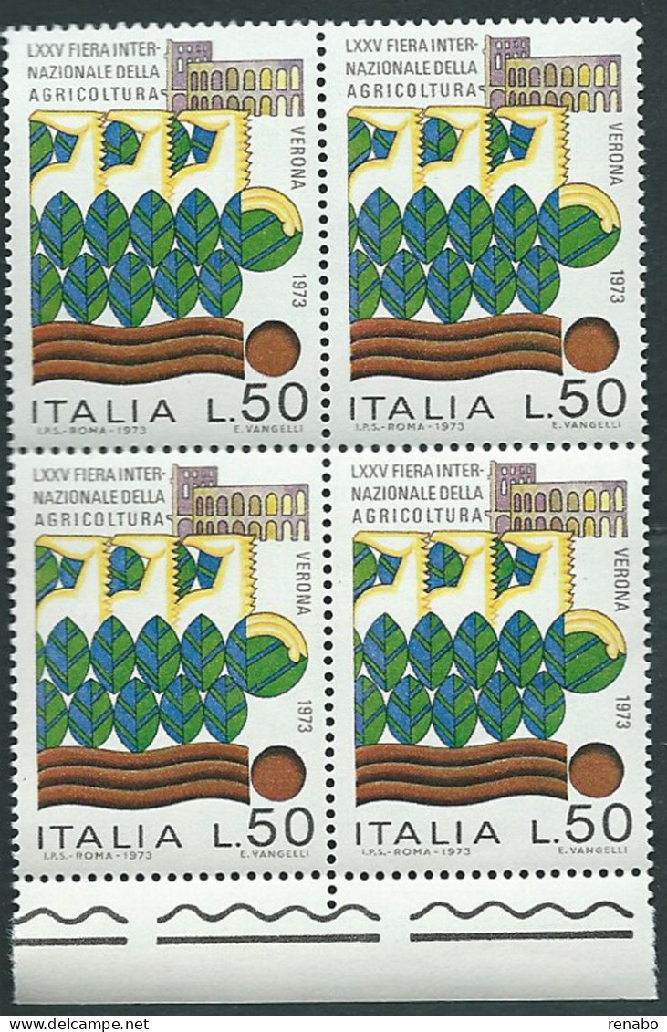 Italia 1973; Fiera Internazionale Dell'agricoltura A Verona, Quartina Di Bordo Inferiore. - 1971-80: Ungebraucht