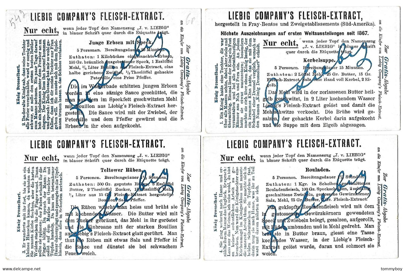 S 709, Liebig 6 Cards, Koenig Drosselbart (GERMAN) (ref B17) - Liebig