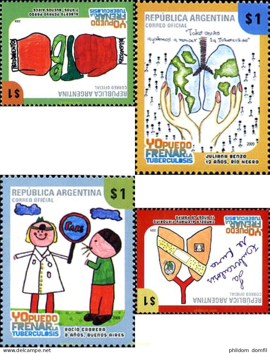 243579 MNH ARGENTINA 2009 LUCHA CONTRA LA TUBERCULOSIS - DISEÑOS INFANTILES - Unused Stamps