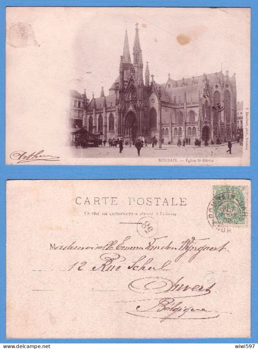 CARTE POSTALE ANCIENNE DE ROUBAIX - EGLISE St-MARTIN - Roubaix