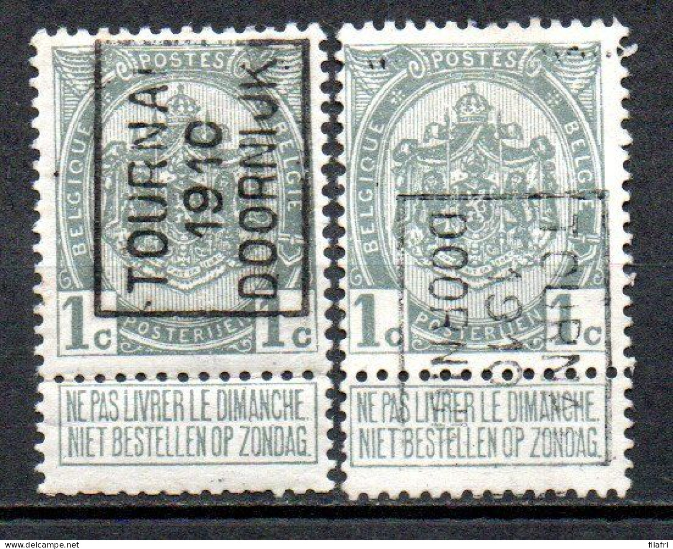 1488 Voorafstempeling Op Nr 81 - TOURNAI 1910 DOORNIJK - Positie A & B - Roulettes 1910-19
